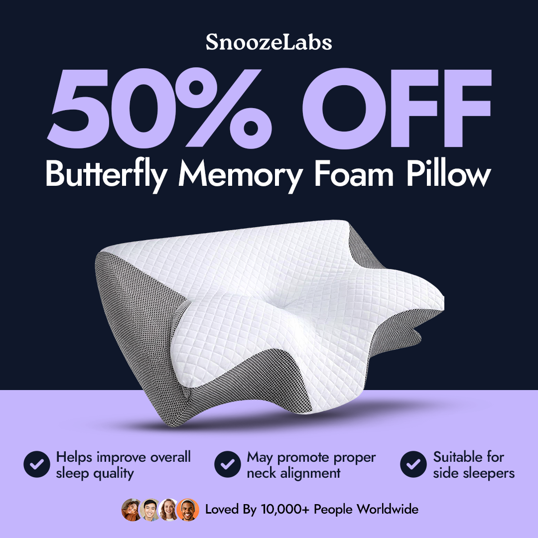 SnoozeLabs - Ergonomic Butterfly Memory Foam Neck Pillow